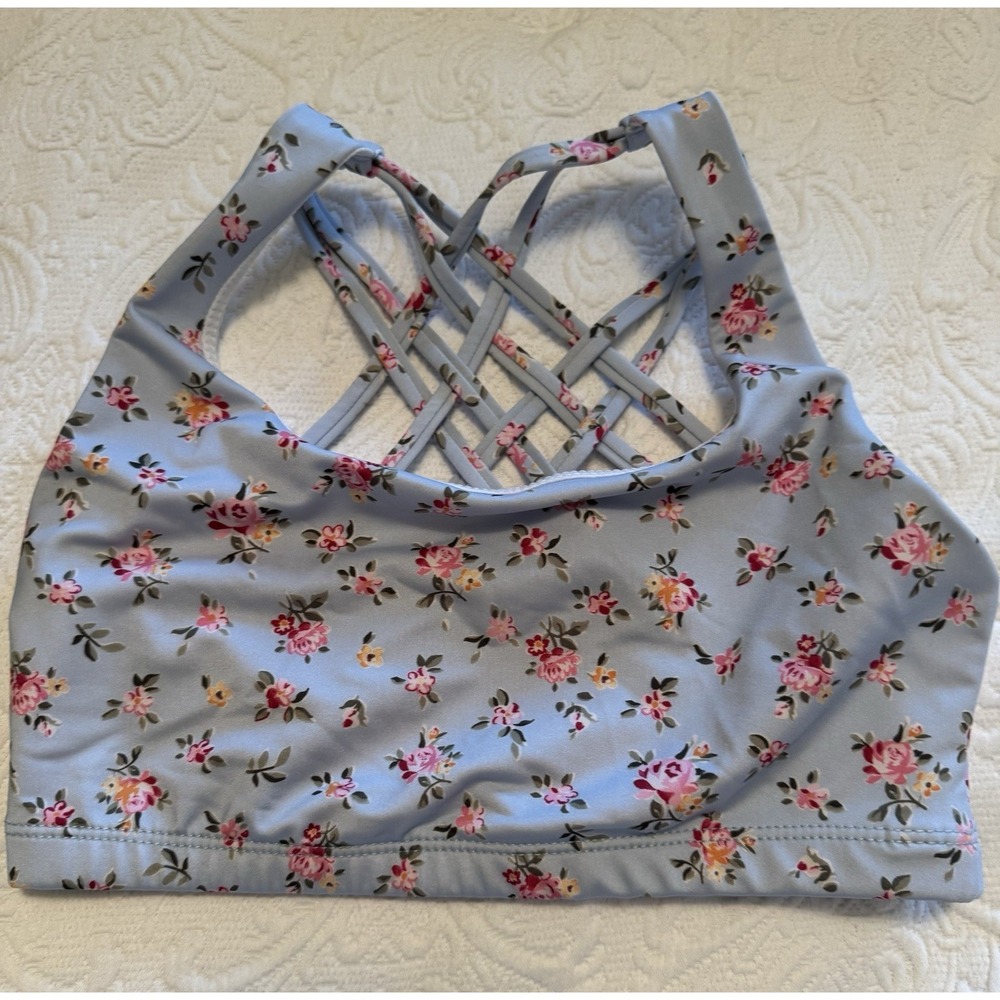 Onzie Women's Sports Bra/yoga Top Small Floral Strappy Back